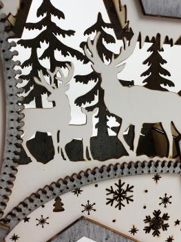 Preview: Weihnachtsstern aus Holz mit LED-Beleuchtung 36cm